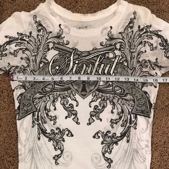 Sinful Short Sleeve White T-Shirt - Picture 8 of 8